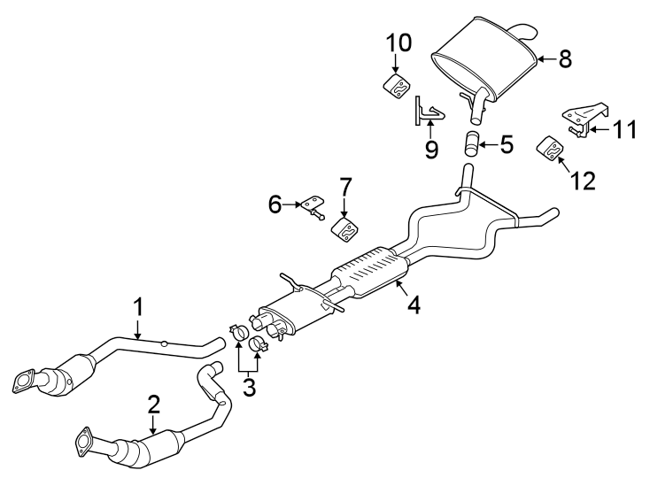 Diagram Exhaust system. Exhaust components. for your Land Rover