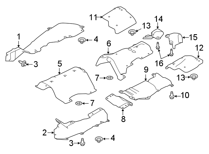 Diagram Exhaust system. Heat shields. for your 2023 Land Rover Range Rover Velar   