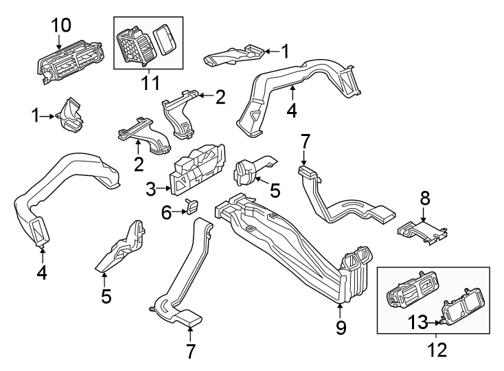 Diagram Instrument panel. Ducts. for your 2022 Land Rover Defender 90   