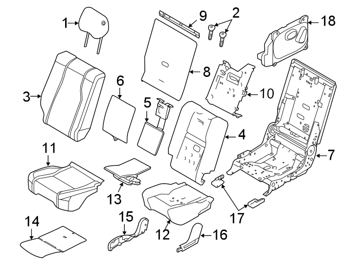 Diagram Seats & tracks. Rear seat components. for your 2018 Land Rover Range Rover Velar 3.0L V6 A/T S Sport Utility 