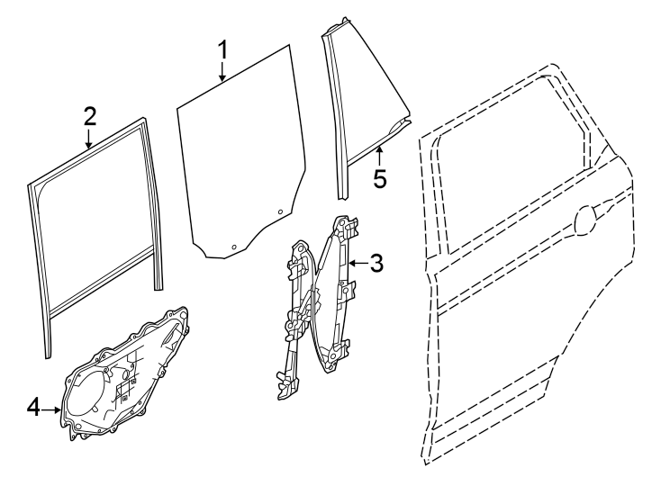 Diagram Rear door. Glass & hardware. for your 2022 Land Rover Discovery Sport   