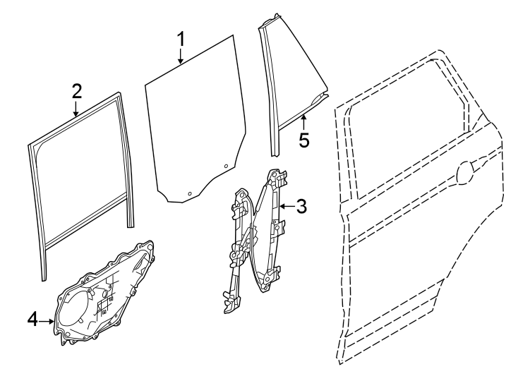 Diagram Rear door. Glass & hardware. for your 2022 Land Rover Defender 110   