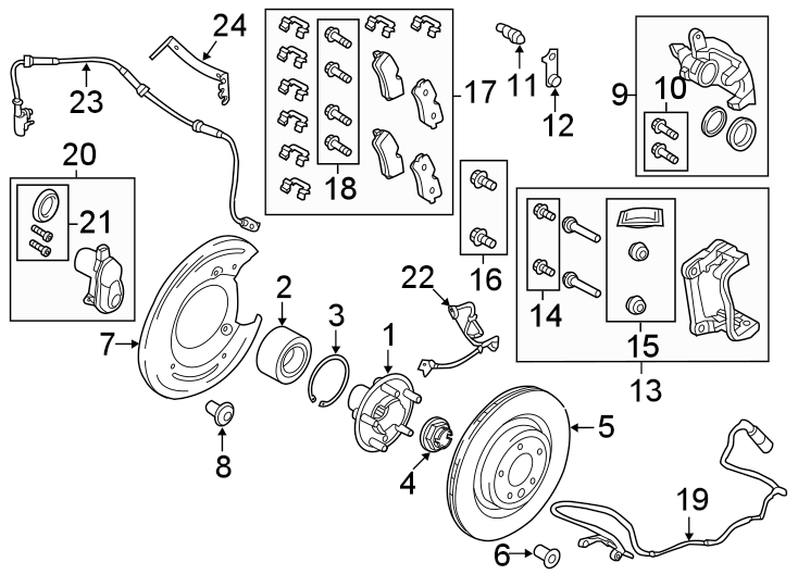 Diagram Rear suspension. Brake components. for your 1995 Land Rover