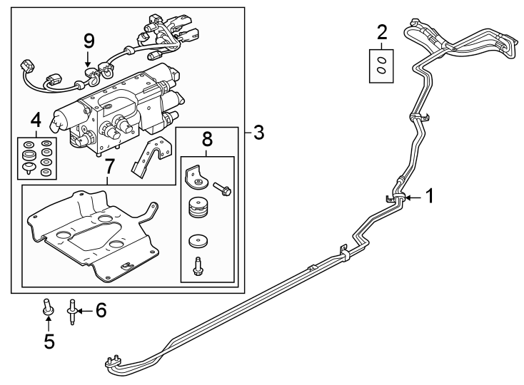 Diagram Rear suspension. Hoses. for your 2024 Land Rover Range Rover Velar   