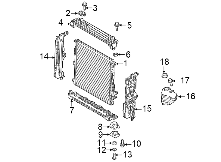 Diagram Radiator & components. for your Land Rover