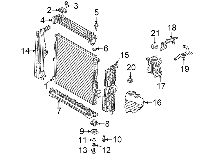 Diagram Radiator & components. for your 2018 Land Rover Range Rover Velar   