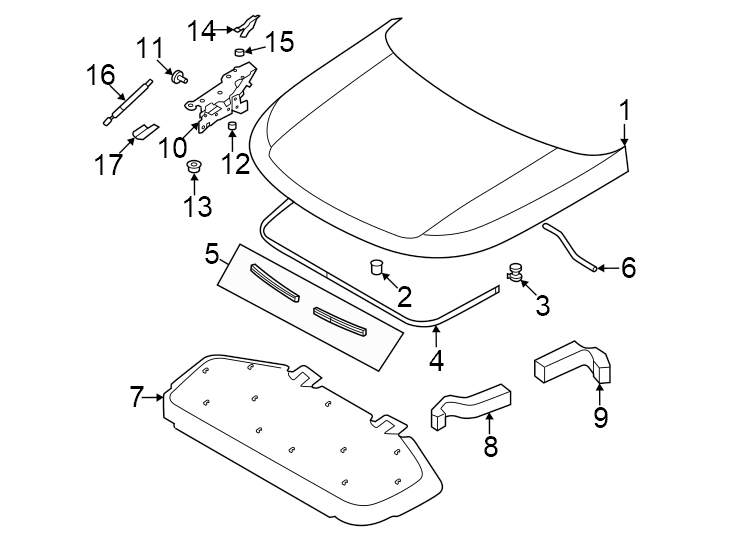 Diagram Hood & components. for your 2021 Land Rover Range Rover   