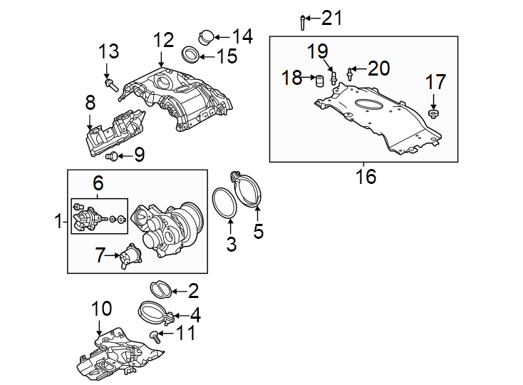 Diagram Turbocharger & components. for your 2020 Land Rover Range Rover Velar   