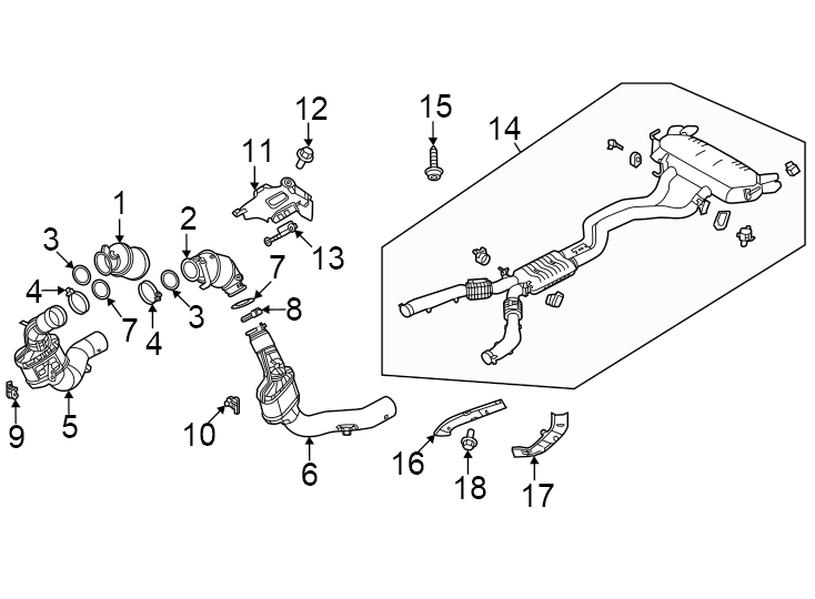 Diagram Exhaust system. Exhaust components. for your 2023 Land Rover Range Rover Evoque   