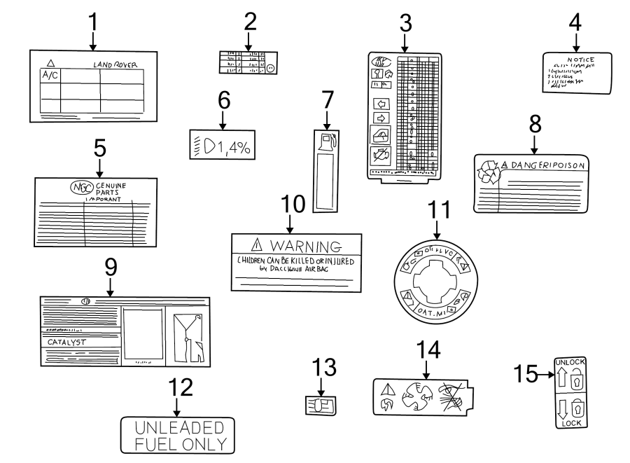 Full size assembly image of INFORMATION LABELS. (1/1)
