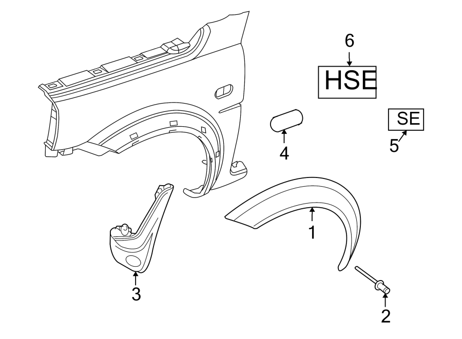 Diagram FENDER. EXTERIOR TRIM. for your Land Rover