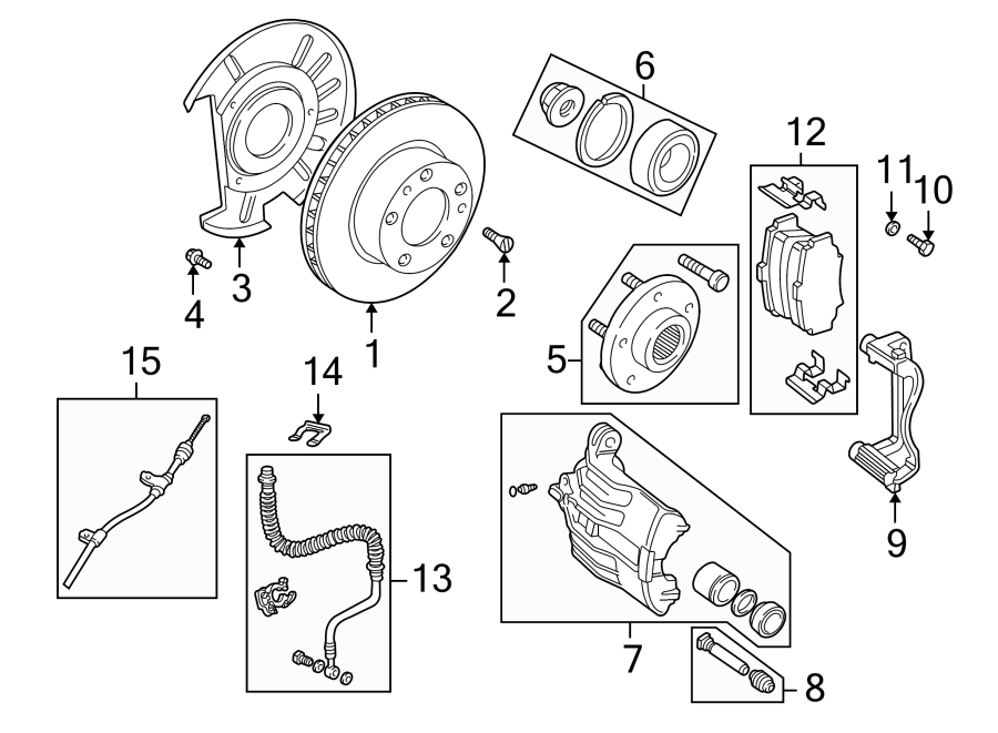 Diagram FRONT SUSPENSION. BRAKE COMPONENTS. for your 2015 Land Rover Range Rover Sport   