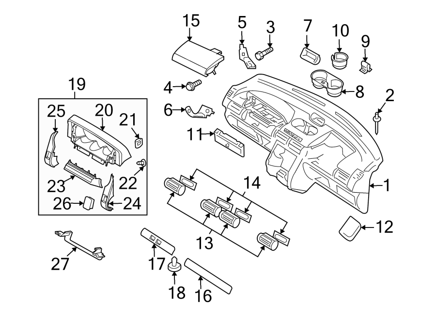 Full size assembly image of INSTRUMENT PANEL. (1/1)