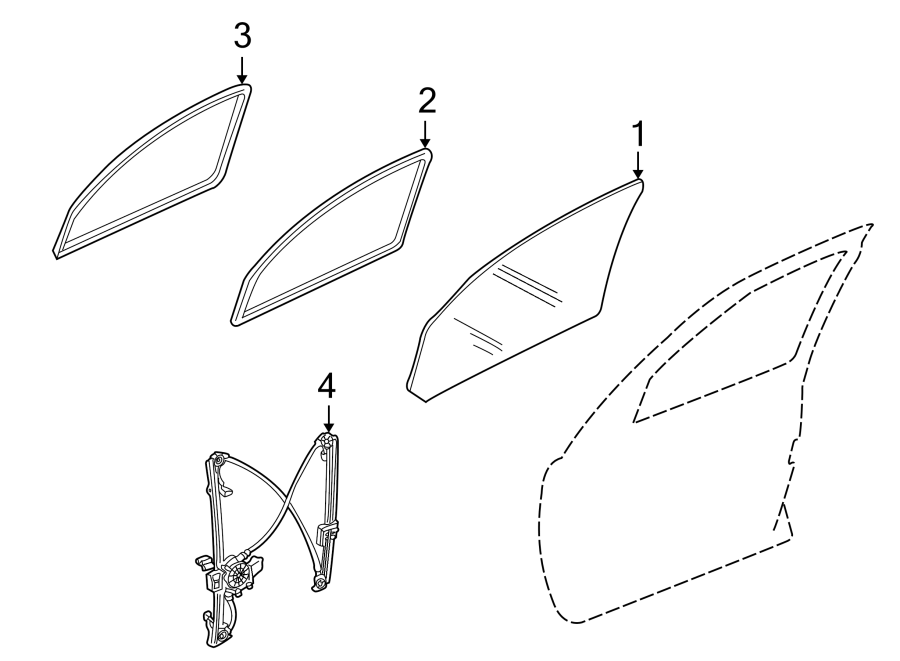 Full size assembly image of FRONT DOOR. GLASS & HARDWARE. (1/1)