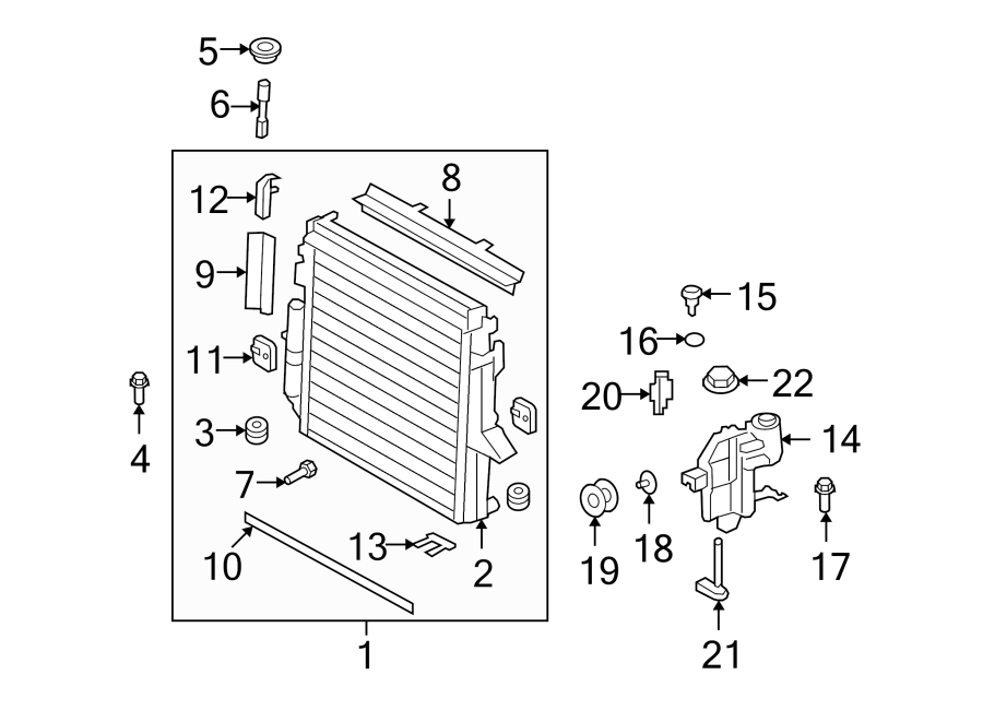 Diagram RADIATOR & COMPONENTS. for your 2009 Land Rover LR3   