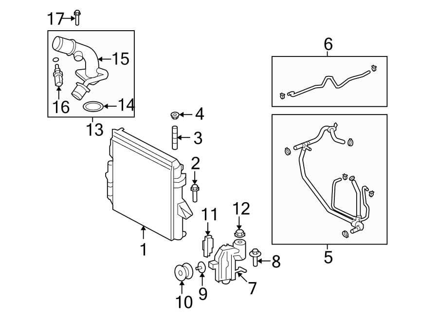 Diagram RADIATOR & COMPONENTS. for your 2021 Land Rover Range Rover Sport 5.0L V8 A/T 4WD Autobiography Sport Utility 