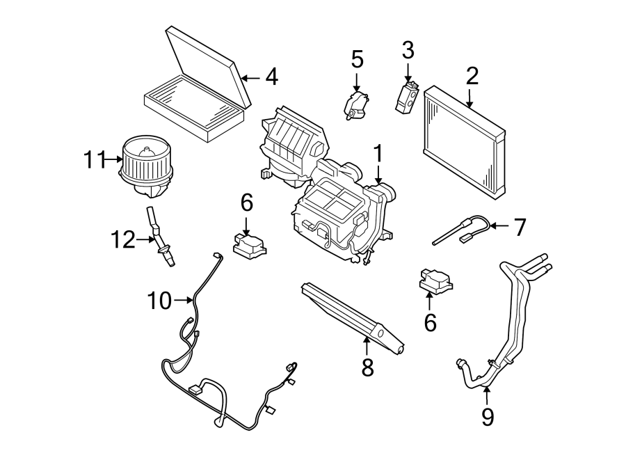 Diagram AIR CONDITIONER & HEATER. EVAPORATOR & HEATER COMPONENTS. for your 2016 Land Rover LR4  HSE Sport Utility 