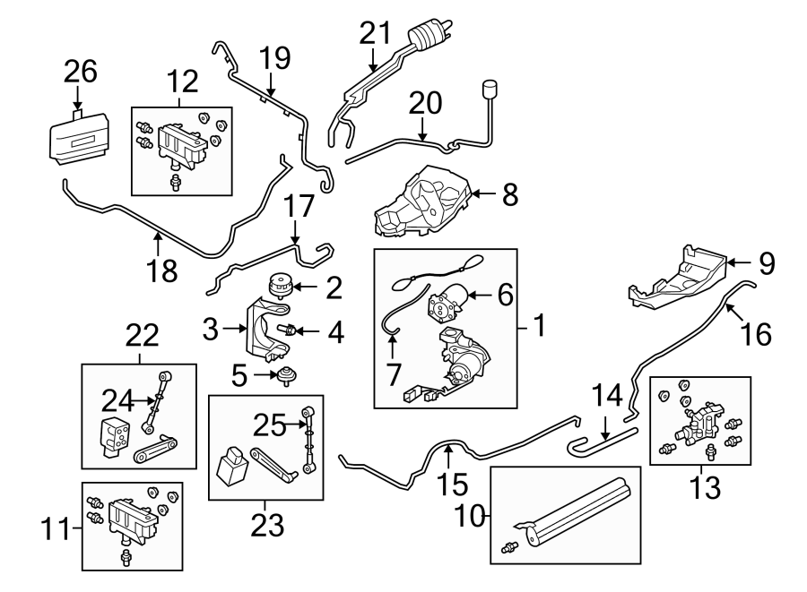 Diagram RIDE CONTROL COMPONENTS. for your 2024 Land Rover Range Rover Velar   