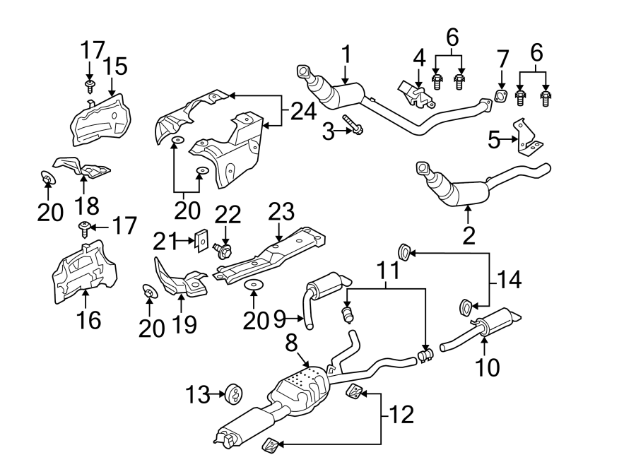 Diagram EXHAUST SYSTEM. EXHAUST COMPONENTS. for your 2018 Land Rover Range Rover Velar  SE Sport Utility 