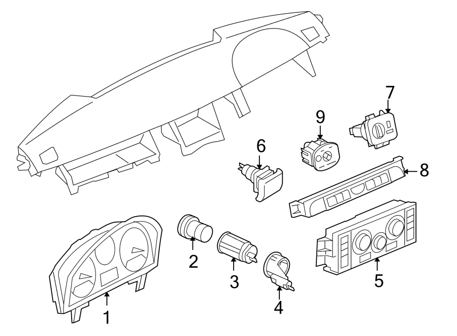 Diagram INSTRUMENT PANEL. CLUSTER & SWITCHES. for your 2022 Land Rover Range Rover Sport  SVR Carbon Edition Sport Utility 