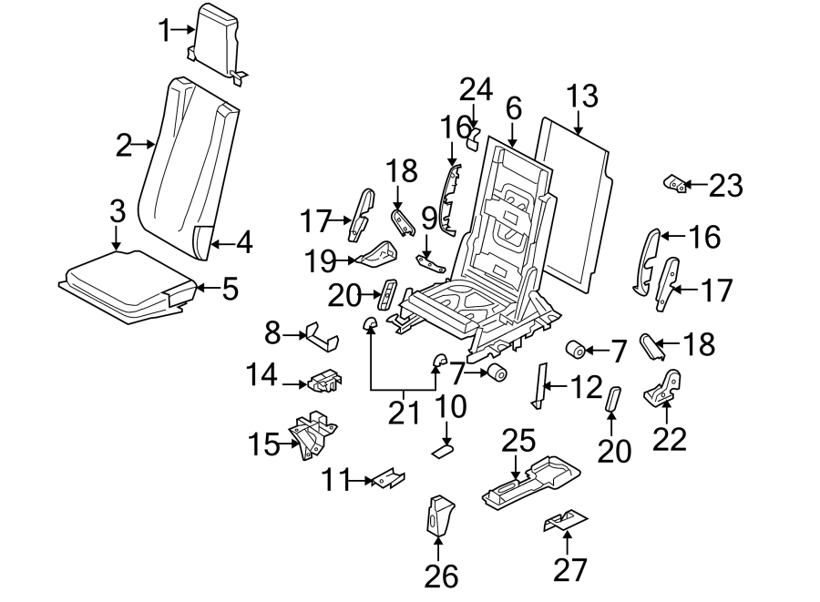 Diagram SEATS & TRACKS. THIRD ROW SEATS. for your 2005 Land Rover LR3   