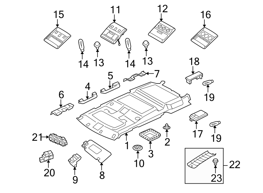 Diagram ROOF. INTERIOR TRIM. for your Land Rover