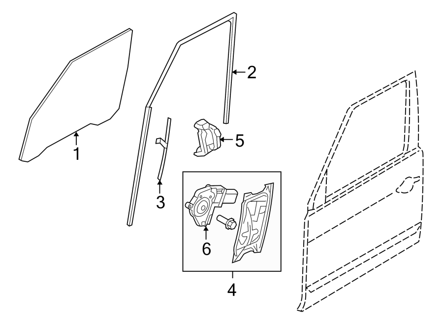 Diagram FRONT DOOR. GLASS & HARDWARE. for your 2022 Land Rover Range Rover Velar   