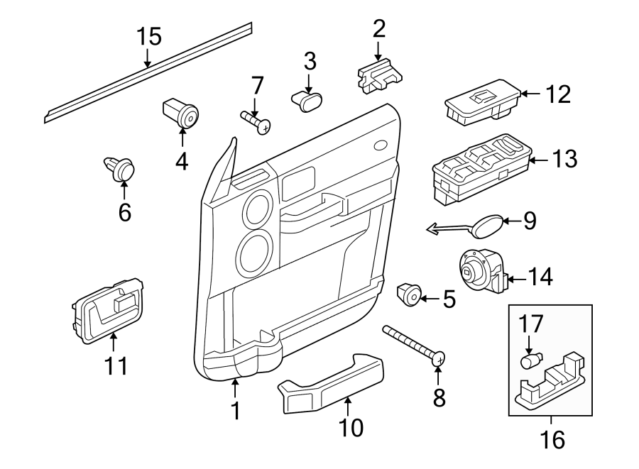 Diagram FRONT DOOR. INTERIOR TRIM. for your Land Rover