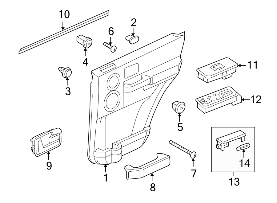 Diagram REAR DOOR. INTERIOR TRIM. for your Land Rover