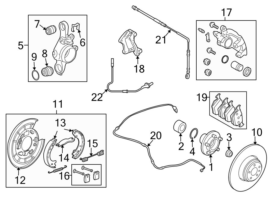 Diagram REAR SUSPENSION. BRAKE COMPONENTS. for your 2005 Land Rover LR3   