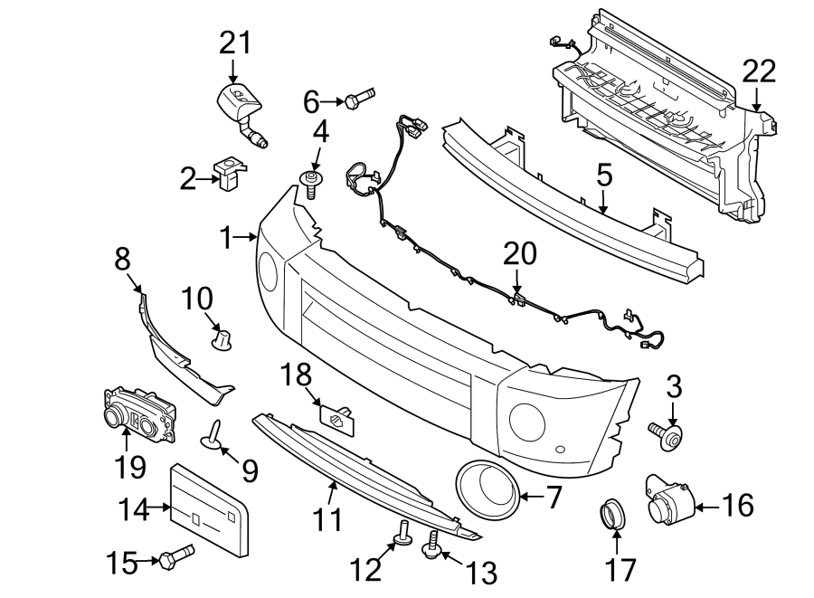 Diagram Front bumper. Bumper & components. for your 2014 Land Rover LR4   