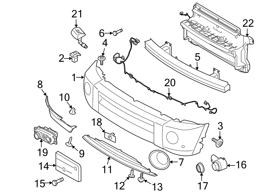 Diagram Front bumper. Bumper & components. for your 2015 Land Rover LR4   