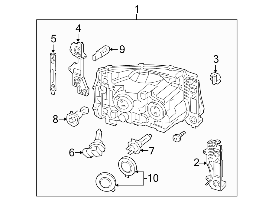 Diagram FRONT LAMPS. HEADLAMP COMPONENTS. for your 2017 Land Rover Discovery   