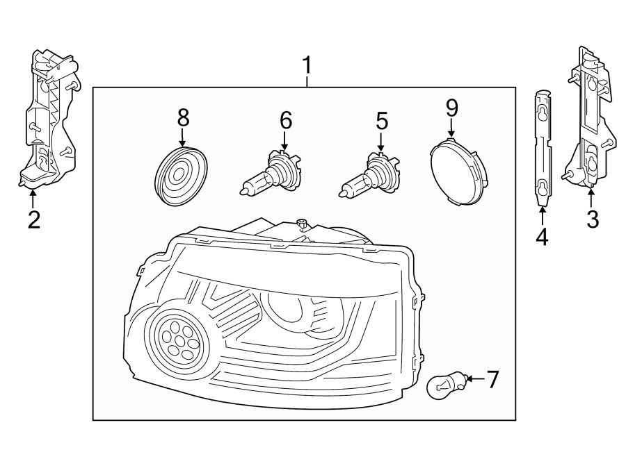 Diagram FRONT LAMPS. HEADLAMP COMPONENTS. for your 2021 Land Rover Range Rover Sport  Autobiography Dynamic Sport Utility 