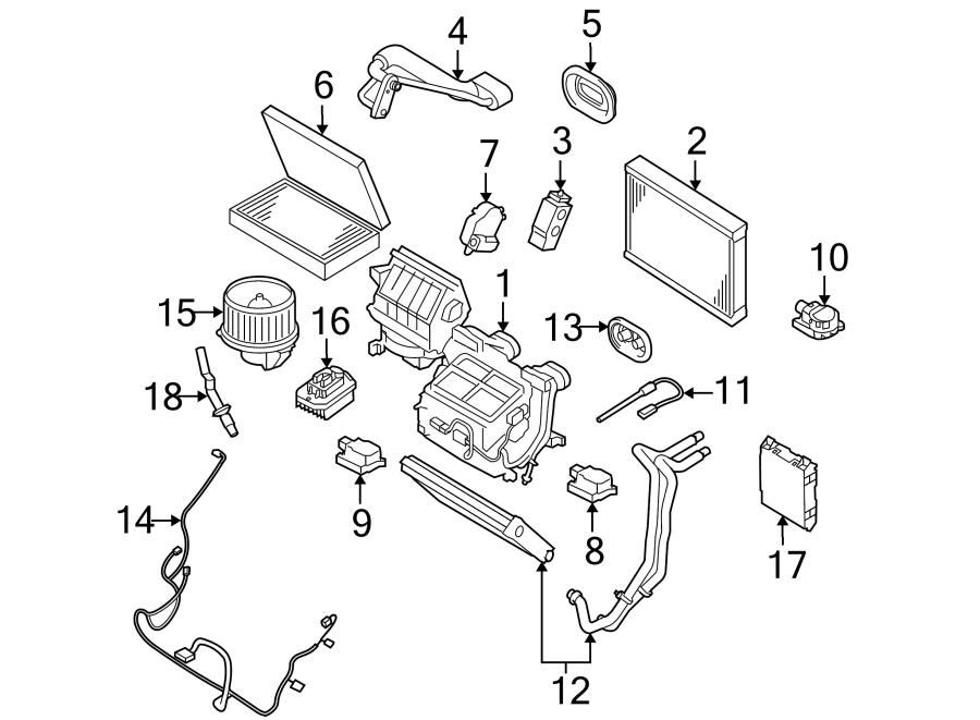 Diagram AIR CONDITIONER & HEATER. EVAPORATOR & HEATER COMPONENTS. for your 2008 Land Rover LR3   