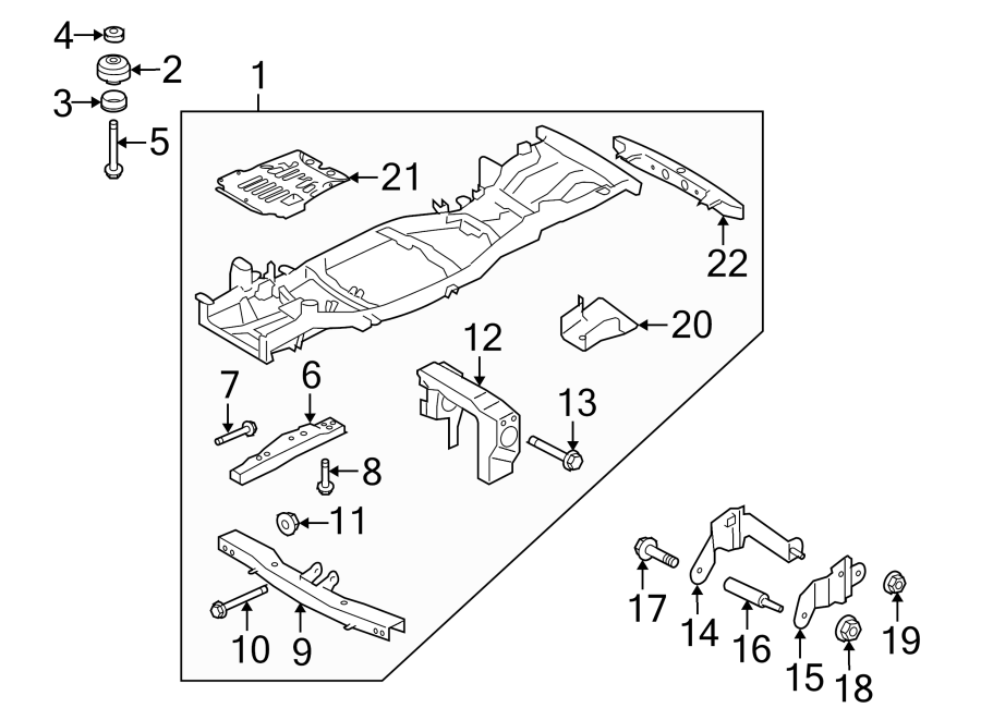 Diagram FRAME & COMPONENTS. for your 2000 Land Rover Range Rover   