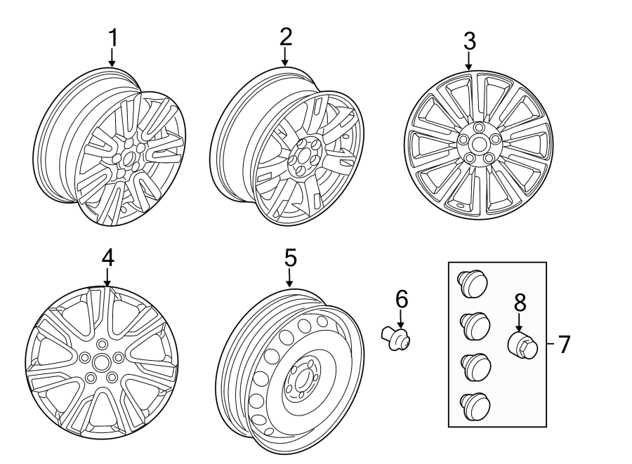 Diagram WHEELS. for your 2023 Land Rover Range Rover 3.0L 6 cylinder PLUG-IN HYBRID EV-GAS (PHEV) A/T SE Sport Utility 