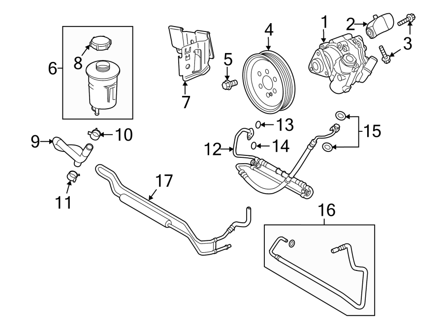 Diagram STEERING GEAR & LINKAGE. PUMP & HOSES. for your 2016 Land Rover LR4  Base Sport Utility 