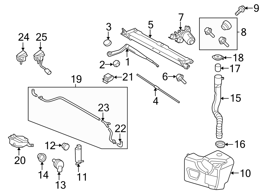 Diagram WIPER & WASHER COMPONENTS. for your 1996 Land Rover