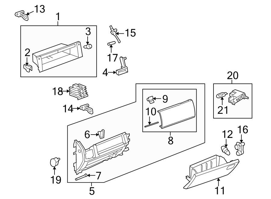 Diagram INSTRUMENT PANEL. GLOVE BOX. for your Land Rover LR2  