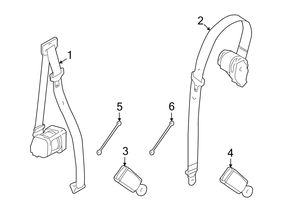 Full size assembly image of RESTRAINT SYSTEMS. SECOND ROW SEATS. (1/1)