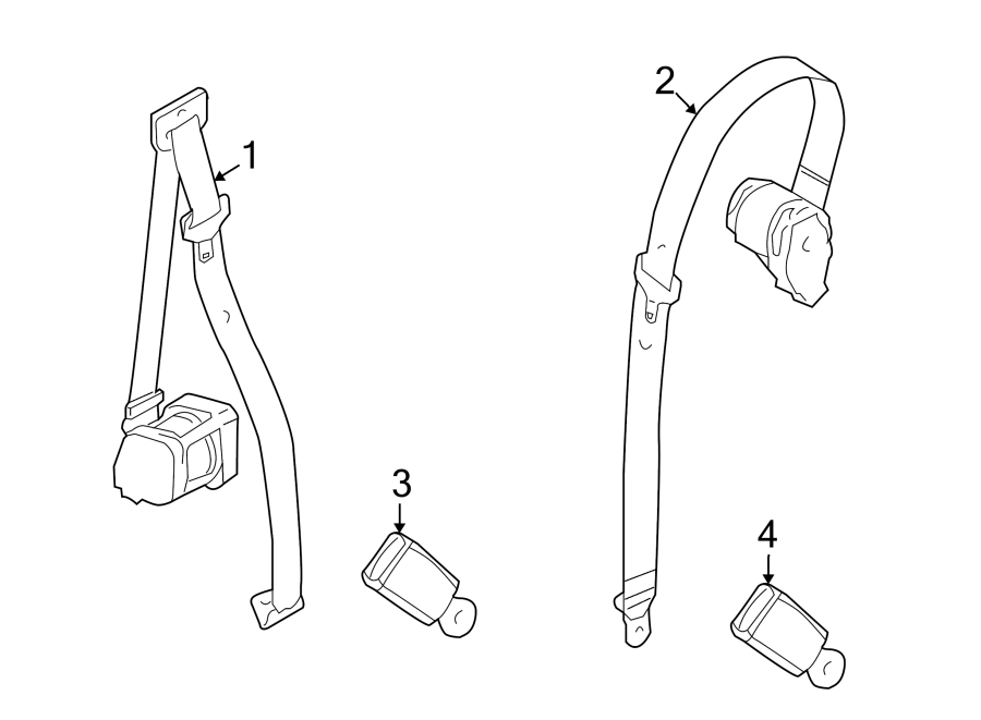 Full size assembly image of RESTRAINT SYSTEMS. SECOND ROW SEATS. (1/1)