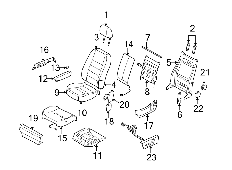 Diagram SEATS & TRACKS. FRONT SEAT COMPONENTS. for your 2020 Land Rover Defender 110 3.0L 6 cylinder MILD HYBRID EV-GAS (MHEV) A/T X Sport Utility 