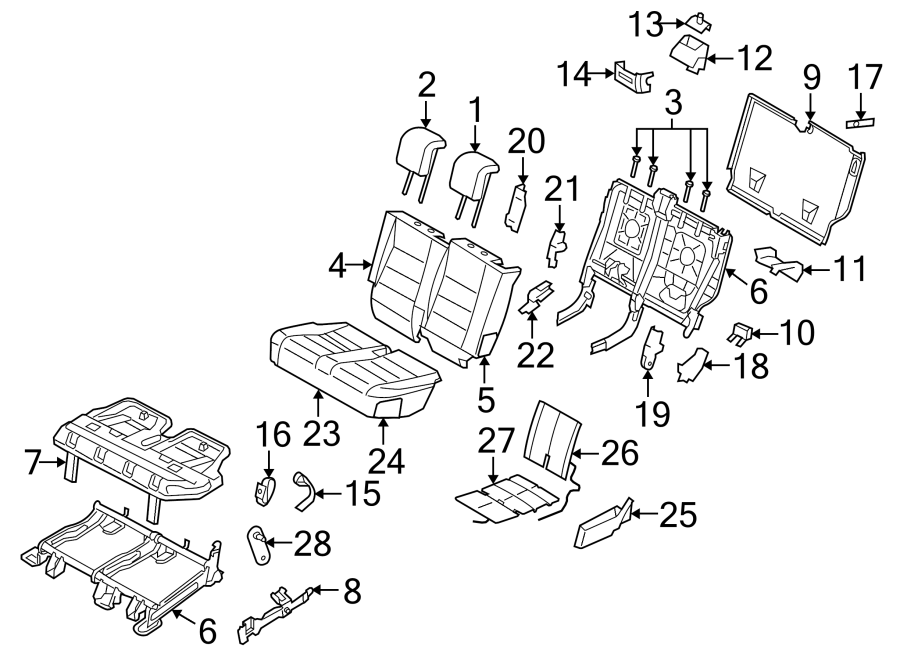 Full size assembly image of SEATS & TRACKS. SECOND ROW SEATS. (1/1)