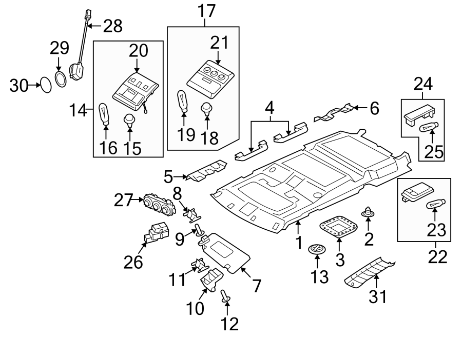 Diagram ROOF. INTERIOR TRIM. for your Land Rover