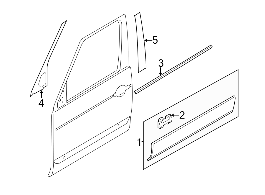 Diagram FRONT DOOR. EXTERIOR TRIM. for your Land Rover