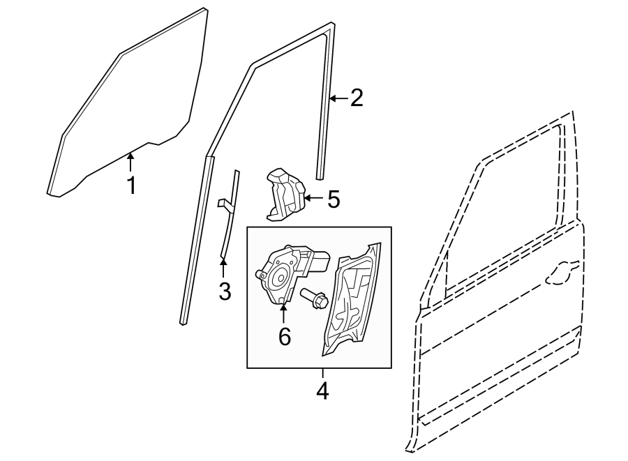 Diagram FRONT DOOR. GLASS & HARDWARE. for your 2022 Land Rover Range Rover Velar   