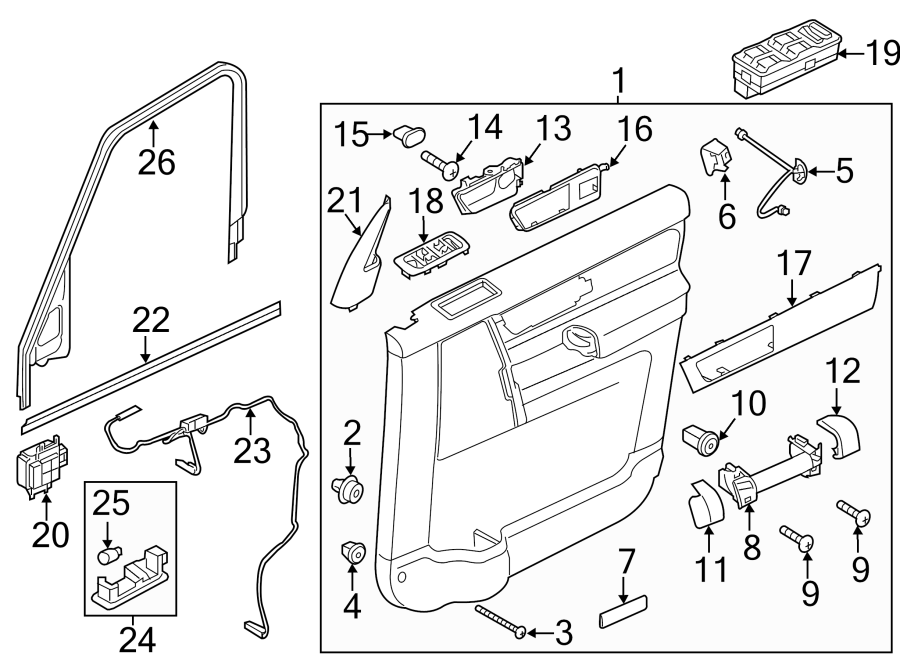 Diagram FRONT DOOR. INTERIOR TRIM. for your 2010 Land Rover Range Rover Sport  Supercharged Sport Utility 