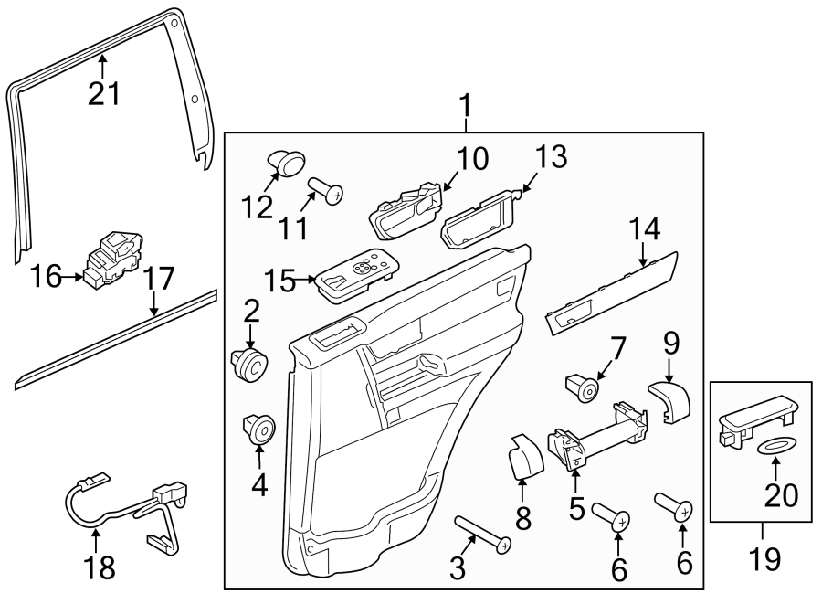 Diagram REAR DOOR. INTERIOR TRIM. for your Land Rover