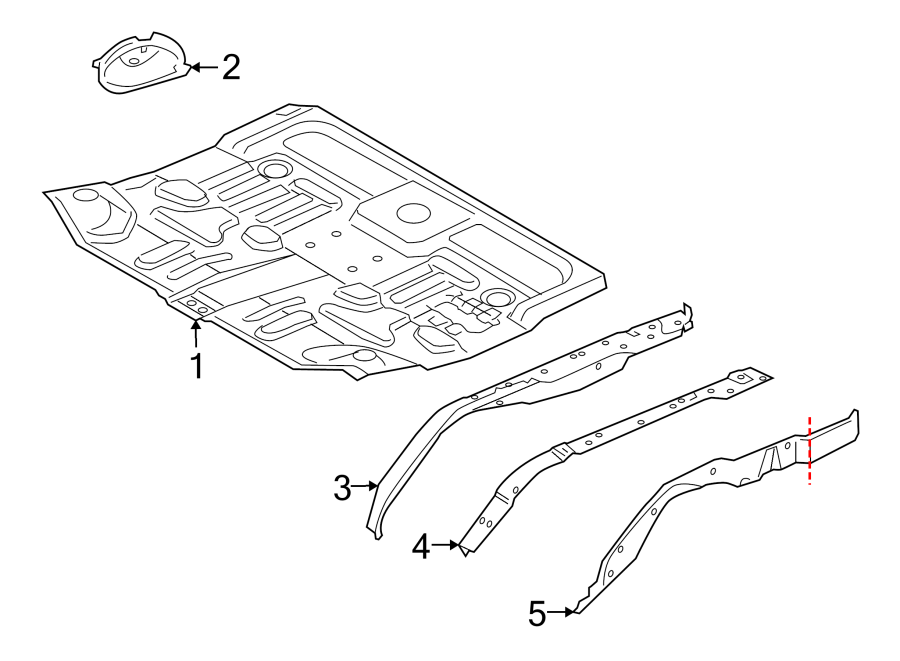 Full size assembly image of REAR BODY & FLOOR. FLOOR & RAILS. (1/1)